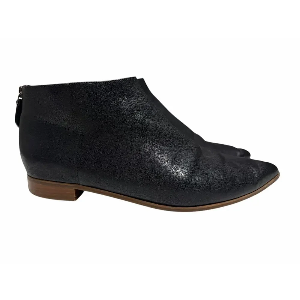 Cole Haan Black Leather Ankle Boots Pointed Toe Booties Back Zip Women’s 10.5